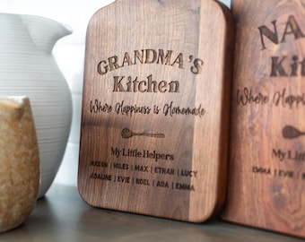 Grandma's Kitchen Cutting board Personalized Mother's Day Gift for Grandma for Nana Sentimental gift from Grandkids Happiness is homemade