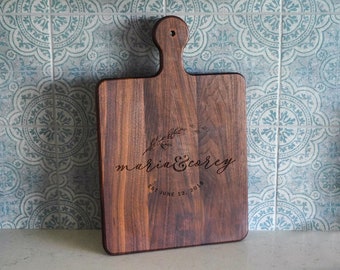 Charcuterie board personalized Serving Board with handle Monogrammed Personalized Cheese Board Engagement Gift Bridal Shower Gift - 065