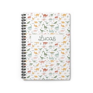Dinosaur personalized notebook gift for kids with name - Kid stationary rule lined notebook Dinosaur themed gift personalized gift for kids image 2