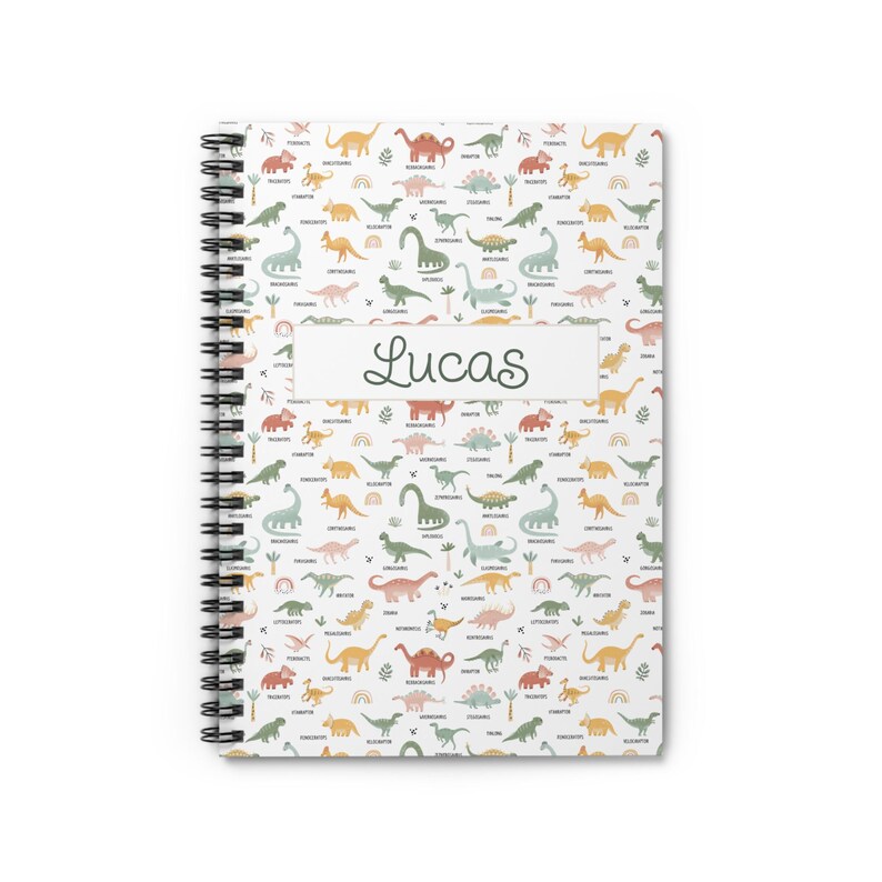 Dinosaur personalized notebook gift for kids with name - Kid stationary rule lined notebook Dinosaur themed gift personalized gift for kids image 2