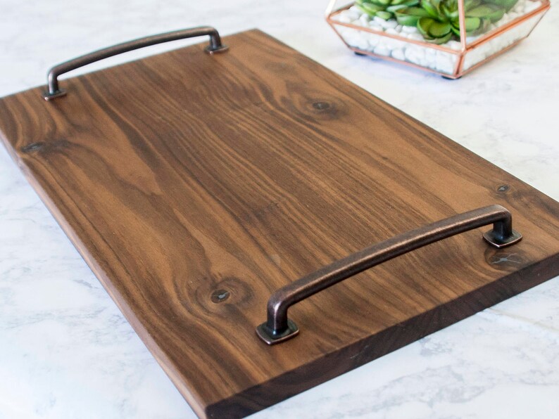 Rustic Wood Serving Tray With Handles Personalized Unique Gift Etsy