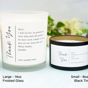 Thank You Gift Thank you Candle Personalized Candle Wedding Thank you Nurse Gift Gift for Coworker Hostess Gift Teacher Thank You image 3