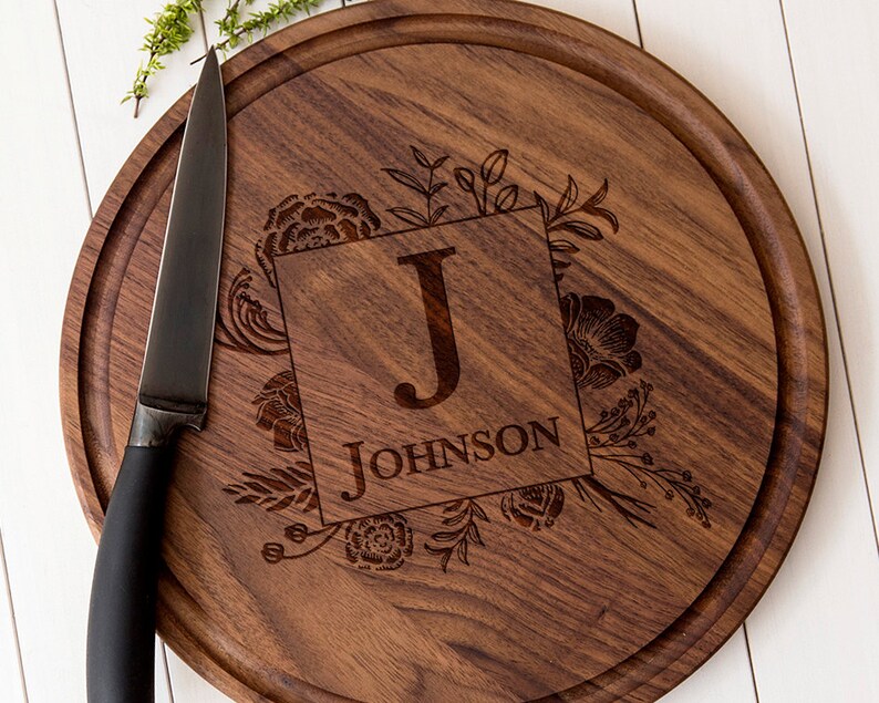 Round cutting board personalized wedding cutting board Etsy
