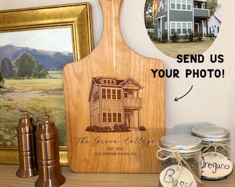Tabla de cortar personalizada: foto de casa personalizada, foto de boda personalizada, tabla de cortar grabada, tabla de charcutería