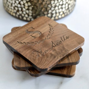 Personalized Coasters Personalized - Custom Coasters - Engraved Coasters - Wood Coasters engraved - coaster set - coaster wedding favors 002