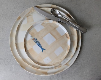 Plates with fish