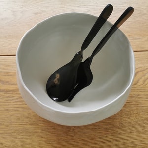 Large white stoneware salad bowl image 3