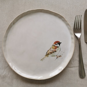 Assiettes en céramique avec oiseaux Moineau