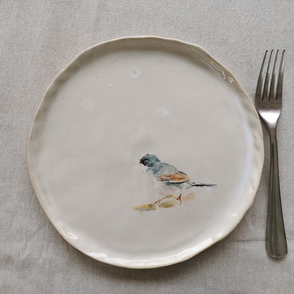 Assiettes en céramique avec oiseaux