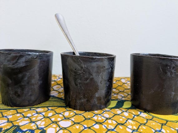 Tasses à expresso en céramique charbon de bois