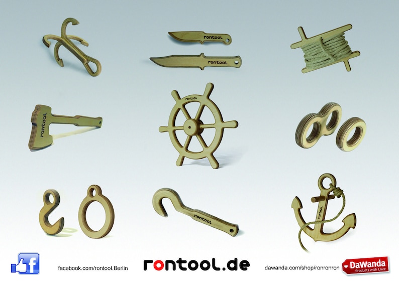 rontool VORHÄNGE-SCHLOSS aus Holz mit Schlüssel Bild 4