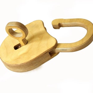 rontool VORHÄNGE-SCHLOSS aus Holz mit Schlüssel Bild 2