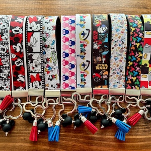 Disney Wristlet Keychain | Mickey Mouse | Minnie Mouse | Star Wars | Disney World | Disneyland | Key Fob | Christmas Gift | Stocking Stuffer