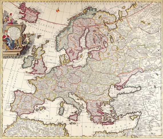 Printable Wall Art, Vintage Map , Ancient Map of Europe , Instant Download, HQ