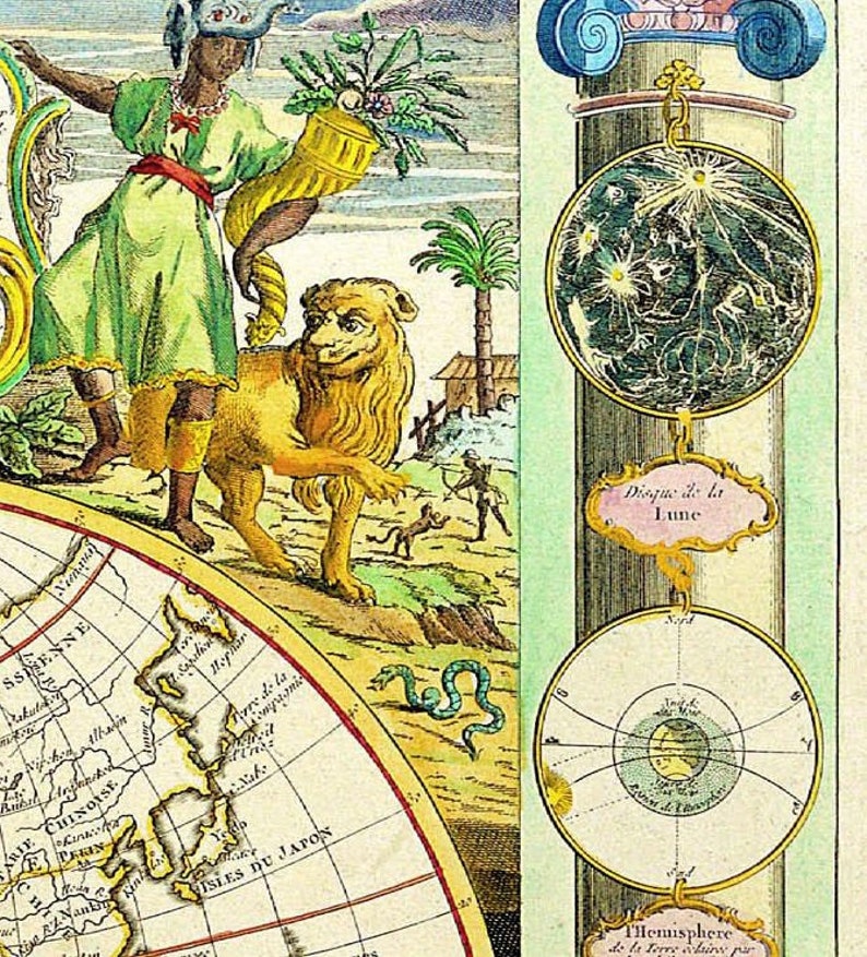 Printable Wall Art Vintage Map Full World Map Instant Etsy