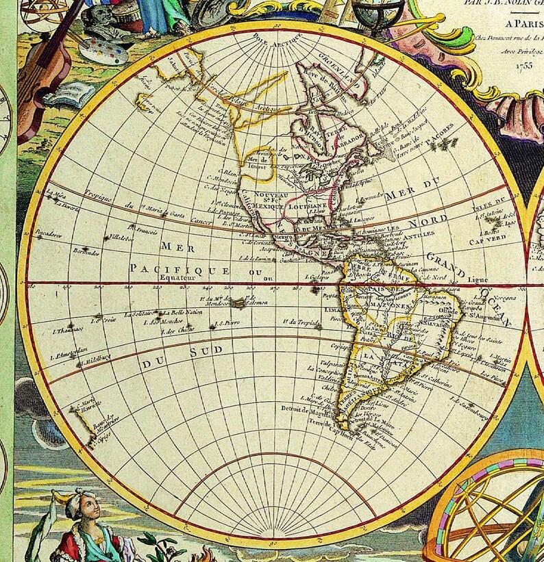 Printable Wall Art Vintage Map Full World Map Instant Etsy