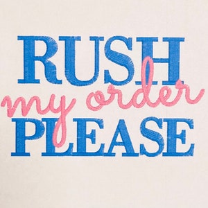Rush Processing Upgrade for purchases made from SewYouMonograms; Ships by next business day. This does NOT include shipping.