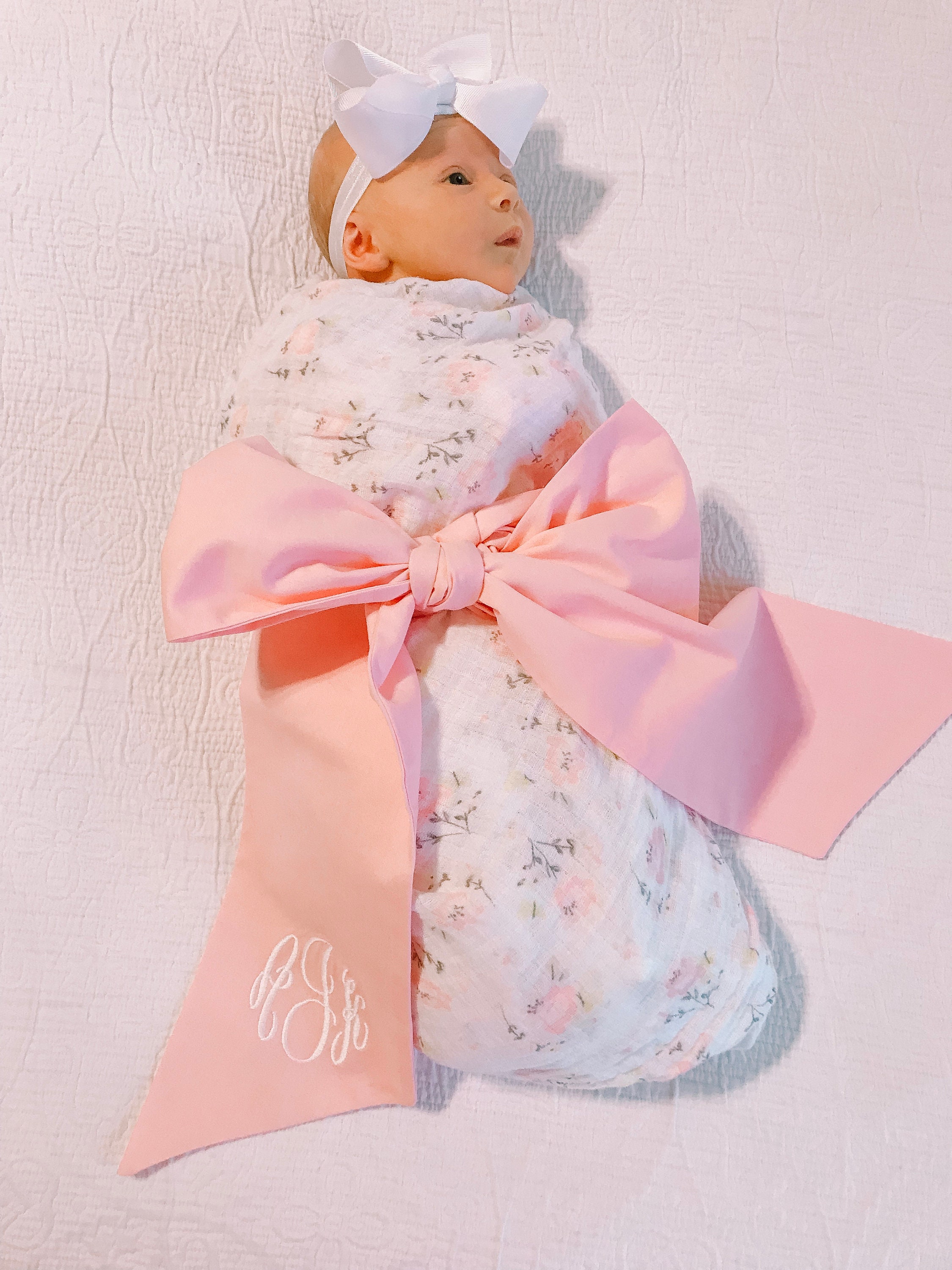 Monogrammed Baby Swaddle Bow Swaddle bow Maternity sash Etsy