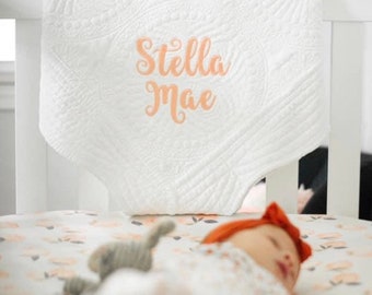 Monogrammed Baby Quilt, Personalized Baby Blanket, Baby gift, Baby shower gift, personalized baby gift, baby girl gift, baby boy gift