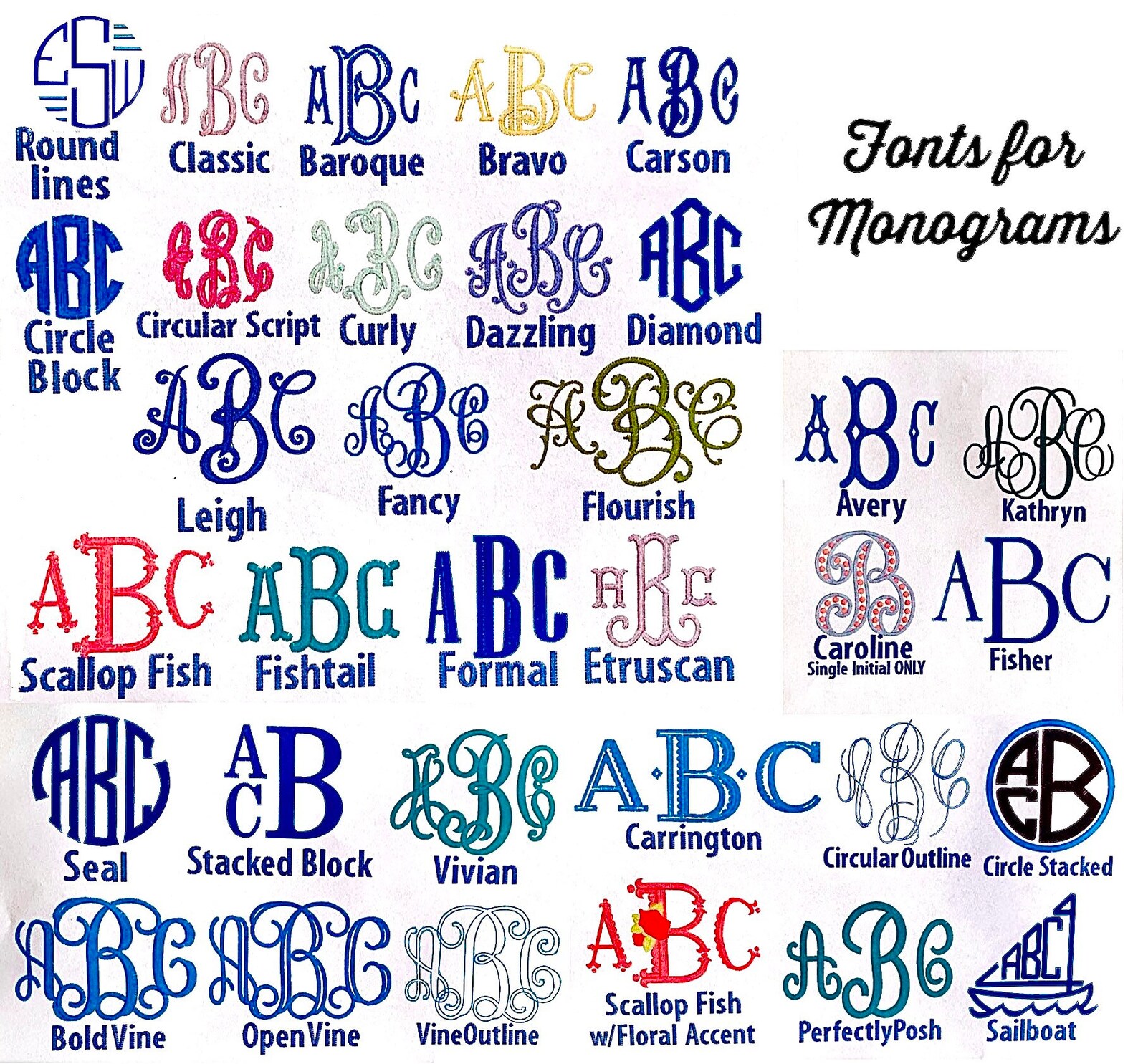 Monogramming/embroidery Service, Monogram Service, Embroidery ...