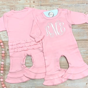 Monogram Baby Girl romper, Infant romper with name, baby girl going home outfit, personalized romper, baby girl shower gift, baby romper