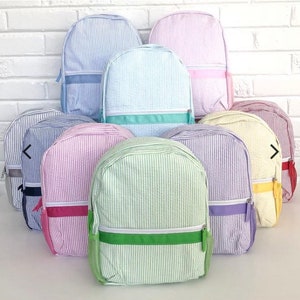 Monogrammed Toddler Backpack, Baby backpack, Toddler size back pack, Seersucker bag, Small diaper bag/infant bag, toddler bag, Mini Backpack