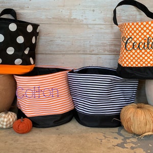 Personalized Halloween Bag, Monogrammed Halloween bag, Trick or Treat bag with name, Treat bag, Embroidered Halloween bucket, treat bag