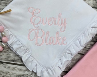 Monogrammed Baby Blanket, Cotton Baby Blanket, Baby gift, Baby shower gift, personalized baby gift, baby girl gift, Receiving Blanket