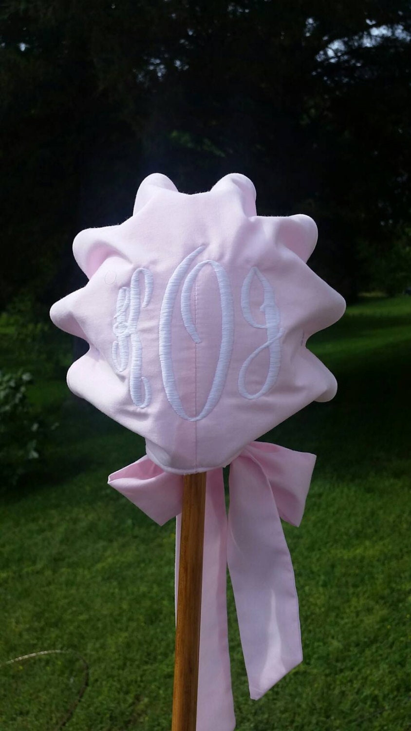 Monogrammed Pink Baby Bonnet w/ button on back, Pink bonnet, monogram…