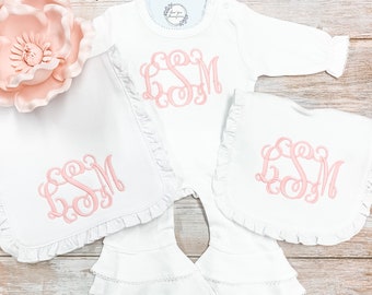 Monogram Baby Girl romper, Infant romper with name, baby girl going home outfit, personalized romper, baby girl shower gift, baby romper