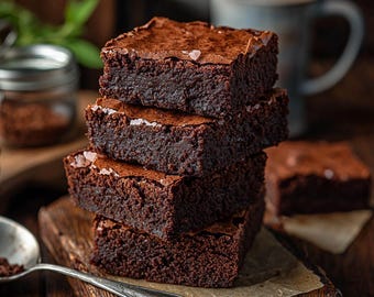 Dark Chocolate Brownie Recipe, Gourmet Dessert Bar (PDF Download)