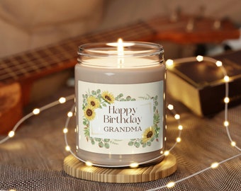 Custom Soy Candle Happy Birthday Candle Sunflowers Candle Personalized Birthday Gift for Her BFF Gift Grandma Gift Scented Soy Candle