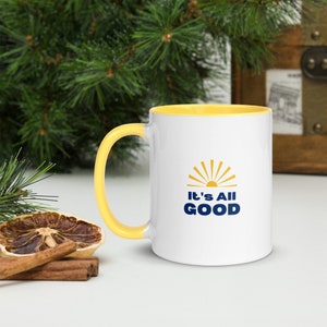 It's All Good Mug with Yellow Handle and Inside image 4