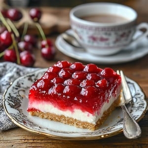 BEST RECIPE For No-Bake Cherry Cheesecake, No Bake Cheesecake Recipe, Cherry Cheesecake Dessert Recipe Instant PDF Download Printable Recipe