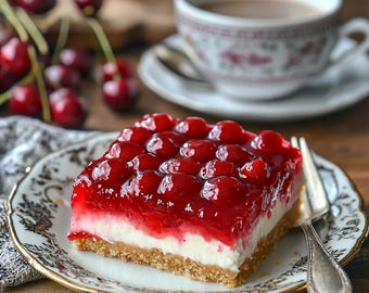 No-Bake Cherry Cheesecake Recipe, Dessert Instant PDF Download