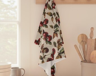 Paño de cocina de microfibra con estampado de flores de cerezo, decoración de cocina estilo rústico.