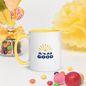 It's All Good Mug with Yellow Handle and Inside image 6