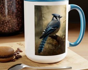 Blue Jay Vintage Birds Coffee Mug