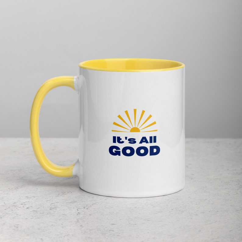 It's All Good Mug with Yellow Handle and Inside image 3