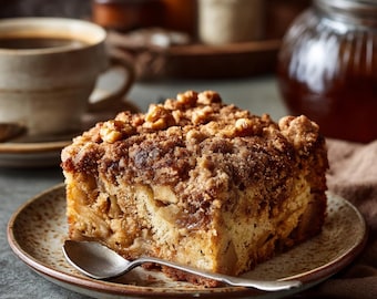 Receta de pastel de manzana y café con cobertura de streusel gourmet (descarga en PDF)