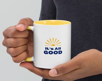 It's All Good Mug with Yellow Handle and Inside