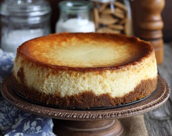 Tarjeta con la receta de tarta de queso neoyorquina / Postre cremoso clásico para imprimir (8x10) (Descarga en PDF)