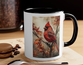 Red Cardinal Vintage Birds Coffee Mug