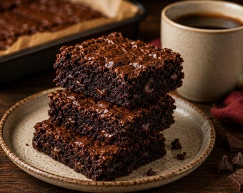 Receta de brownies de chocolate intensos / Brownies de chocolate estilo panadería con una capa superior crujiente (Descarga en PDF)