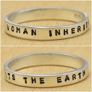Woman Inherits The Earth Hand Stamped Sterling Silver Ring