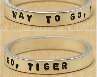 Way To Go, Tiger Handstamped Sterling Silver Ring