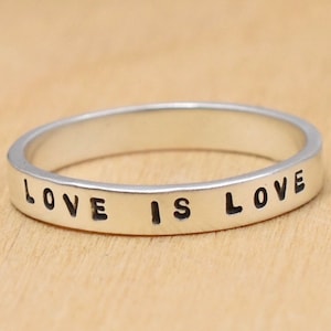 Love Is Love Hand Stamped Sterling Silver Ring