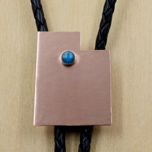 Utah Bolo Tie - Handcut Copper with Turquoise