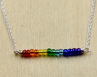 Collar del orgullo del arco iris - plata de ley hecha a mano