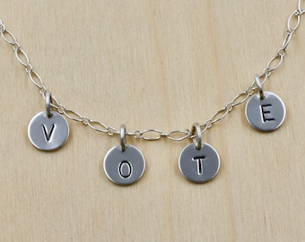 Vote Charm Silver Necklace - Each Purchase Donates to Fight Voter Suppression